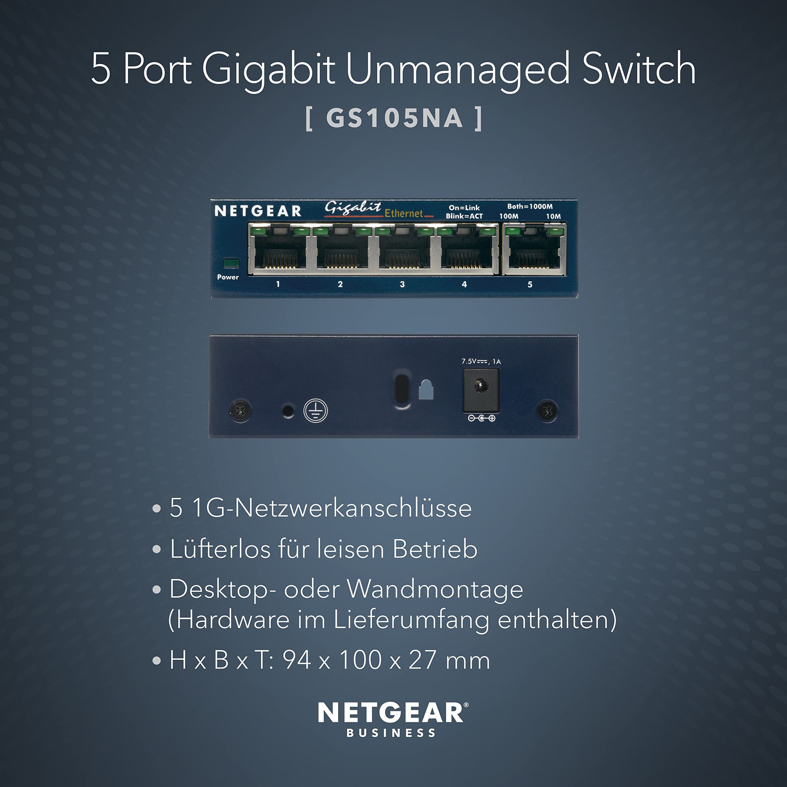 netgear-gs105ge-prosafe-5-port-gigabit-lan-switch-metall image 2
