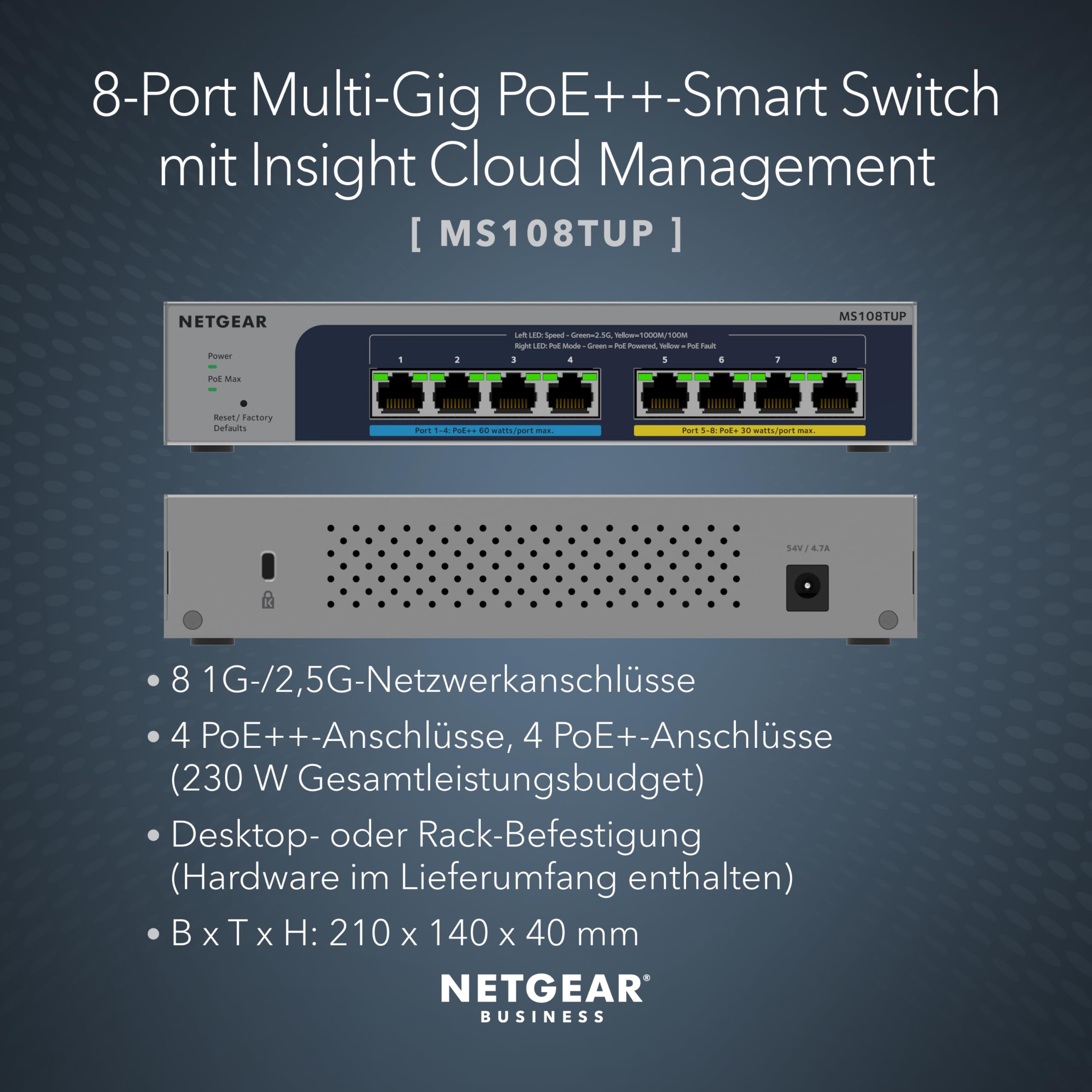 netgear-prosafe-ms108tup-8-port-2-5g-multigig-poe-switch image 2