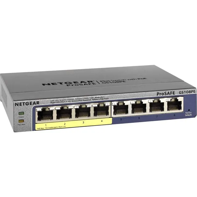 netgear-prosafe-gs108pe-8-port-gigabit-poe-switch-managed-53w image 1